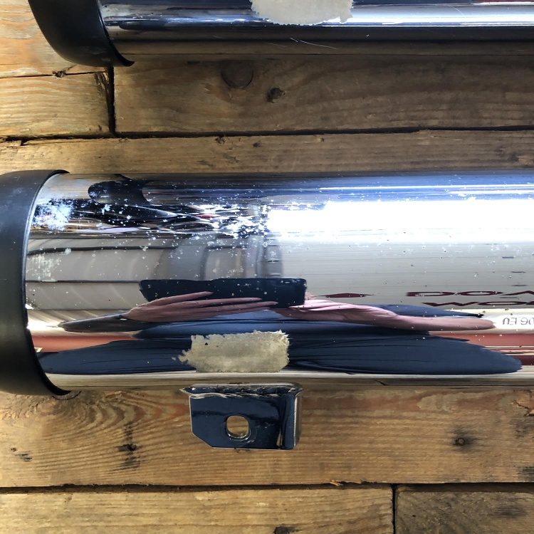 Indian Scout chrome silencers with drilled baffles